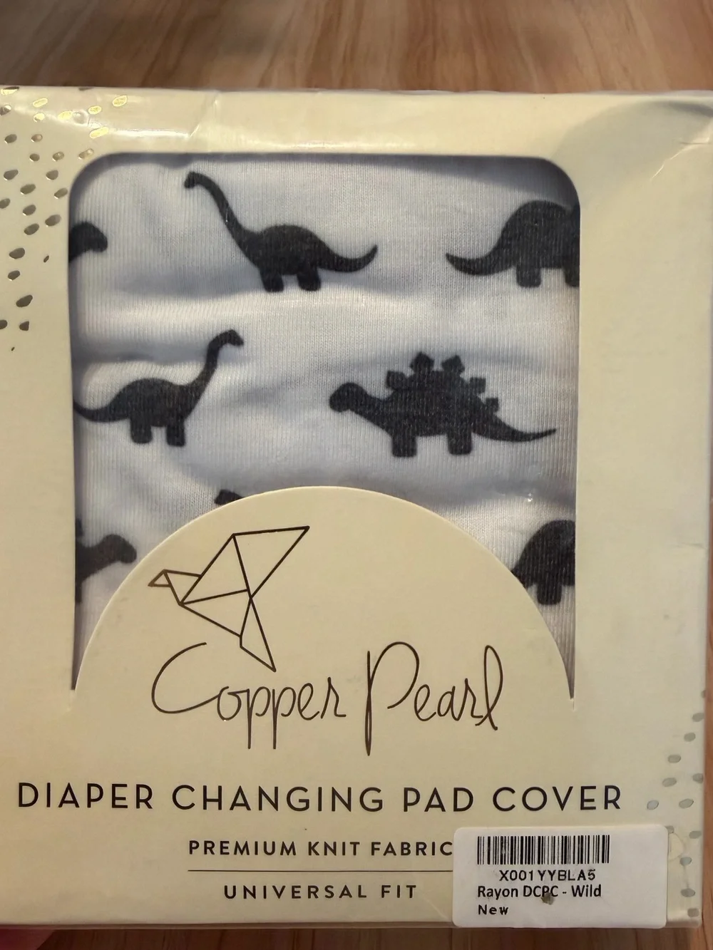 Copper Pearl White & Black Dinosaur Diaper Changing Pad Cover